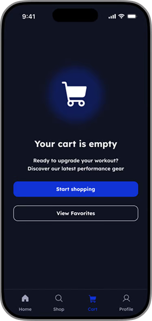 Empty cart state screen